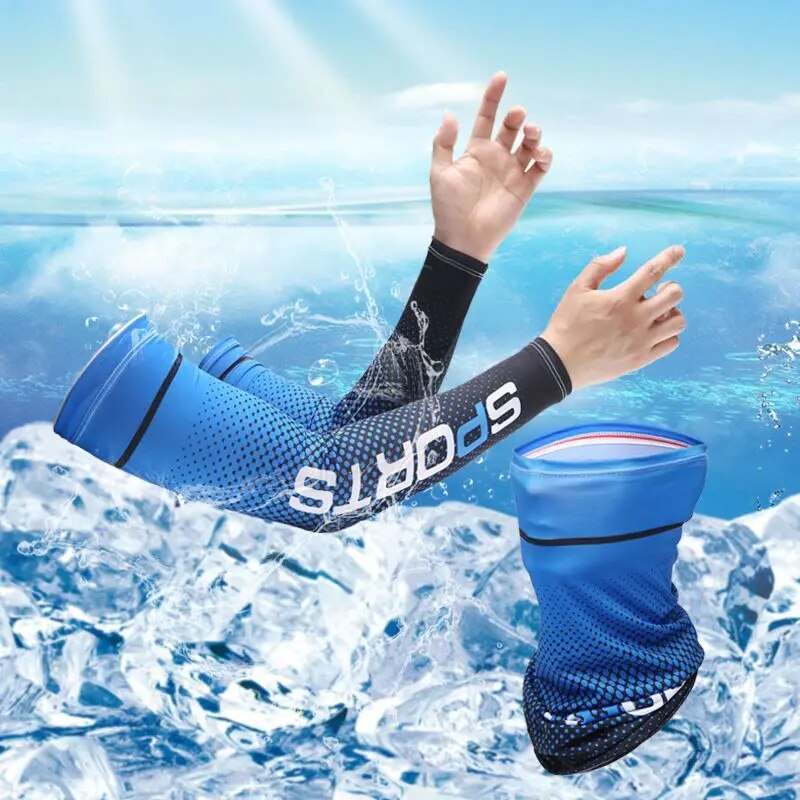 Outdoor Sport Gloves - 2個セットサンUV保護ロング手袋ハンドプロテクターカバーアームスリーブアイスシルクスリーブ屋外アームクールスポーツサイクリング