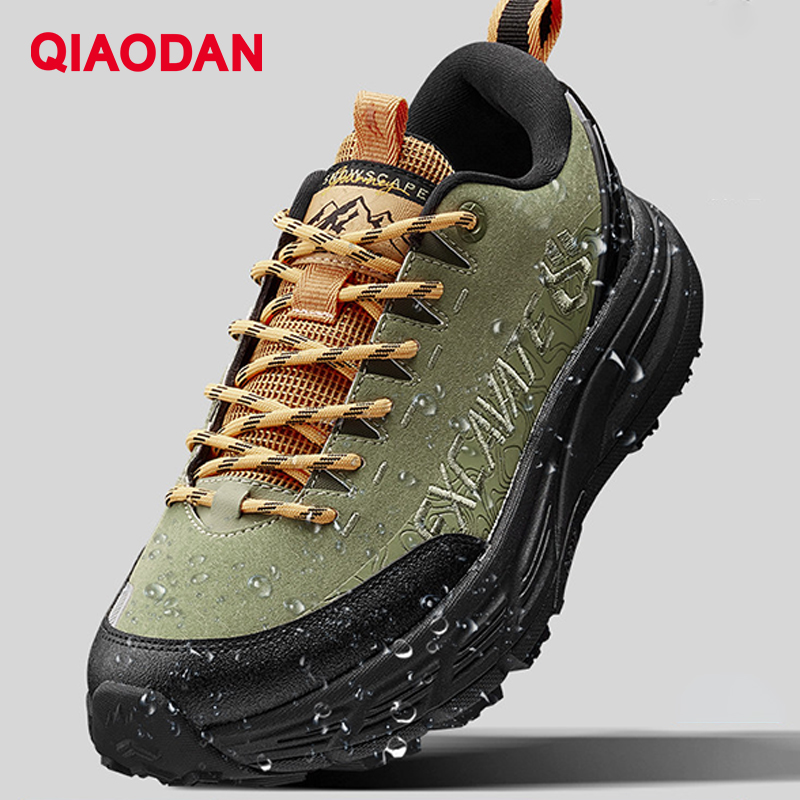 Climbing Shoe Beginner - QIAODAN ハイキングシューズ男性革冬アンチスリップアウトドアシューズ 2025 軽量登山旅行スニーカー QXF193254902