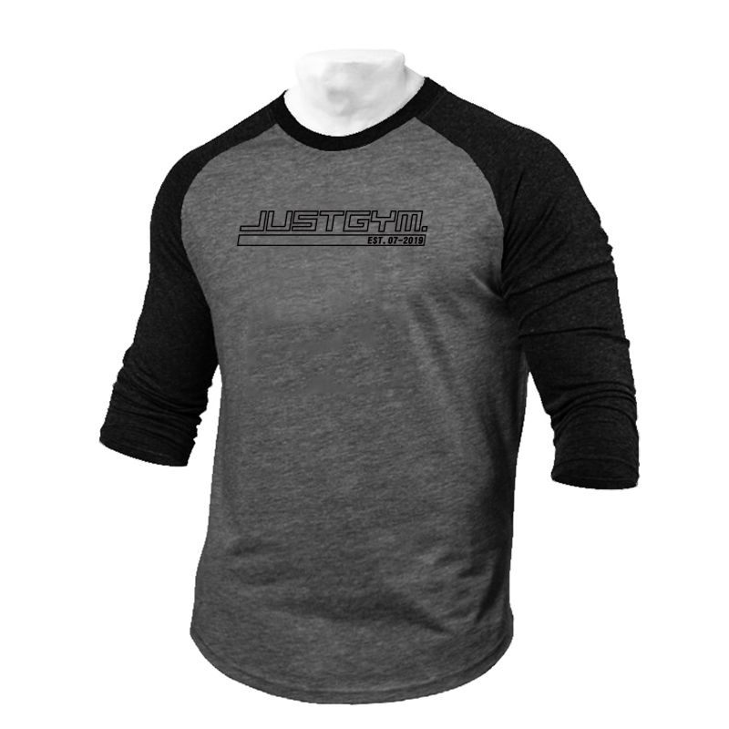 Outdoor Sport Clothing Brands - メンズ七分袖コットンランニングTシャツ,ジムウェア,フィットネスシャツ,スリムフィット,アウトドアトレーニング,対照的な色,ブランド