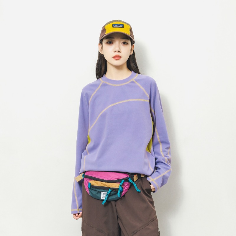 Outdoor Sports - ユニセックスアウトドアカラーブロック長袖 Tシャツストレッチベースレイヤーハイキングサイクリングトレッキングカジュアルスポーツトップ S 3XL