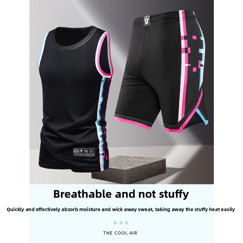 Outdoor Sports - 夏の日常アウトドアレジャートレンド多用途スポーツウェアメンズファッショントレンドスポーツノースリーブベスト五分丈ショーツ2点セット