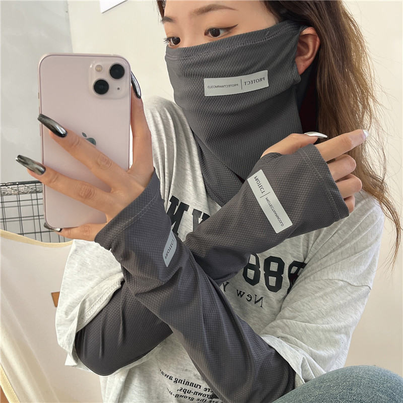 Outdoor Sport Gloves - Sun UV保護アームスリーブセット、アイスシルクフェイスカバー、通気性日焼け止め、サイクリング用ロンググローブ、冷却マスク、夏、2個