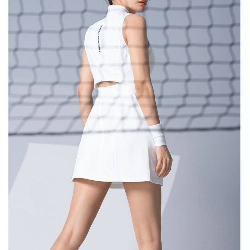 女性の白いカジュアルスポーツドレス、速乾性、通気性、Vネック - Outdoor Sport Dress のレビューと価格