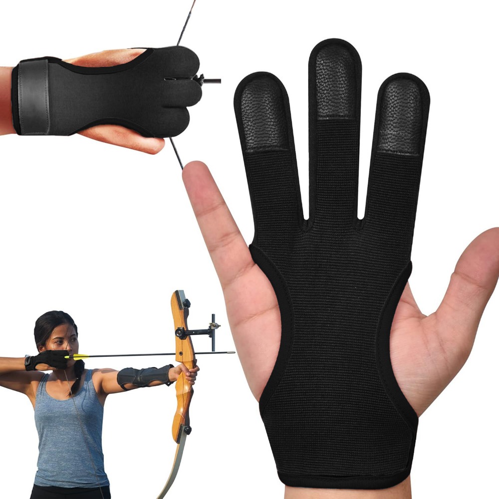 1 個アーチェリー 3 指グローブジム調節可能なハンドガード - Outdoor Sport Gloves のレビューと価格