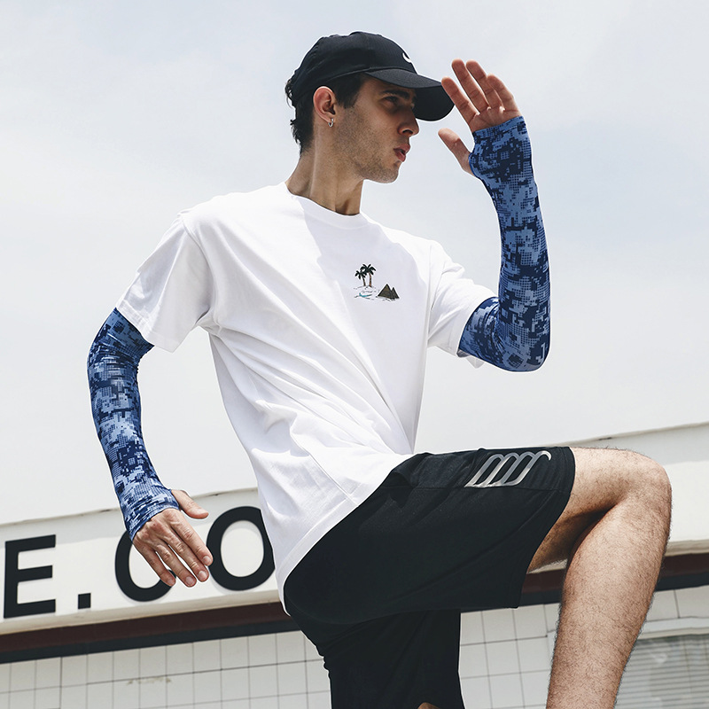 Uv ソーラーアームスリーブ男性夏迷彩アイスシルク長袖屋外釣 - Outdoor Sport Gloves のレビューと価格