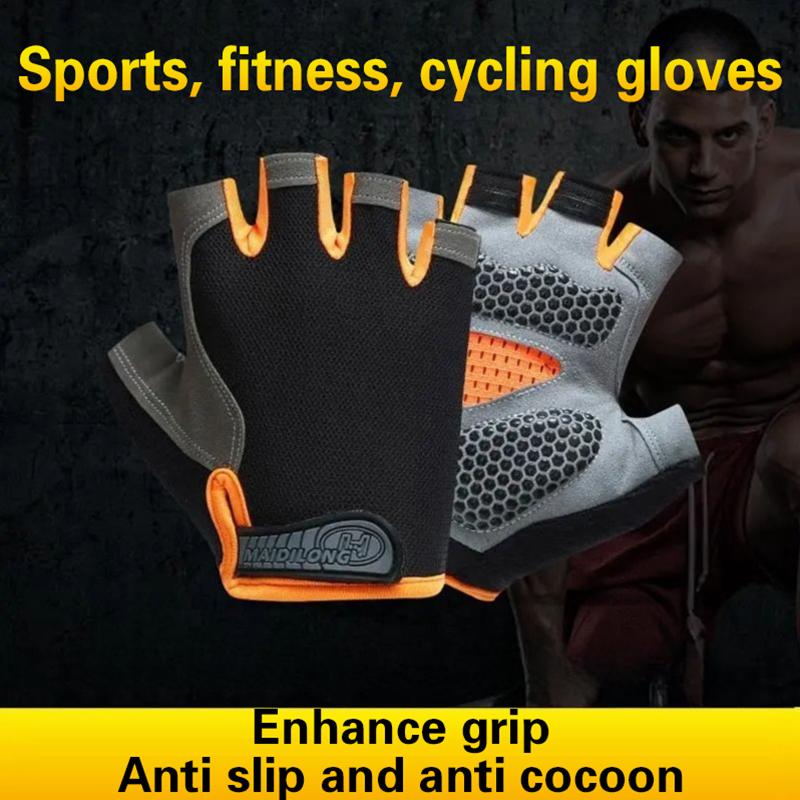 ホットハーフフィンガーサイクリンググローブ男性女性アンチスリ - Outdoor Sport Gloves のレビューと価格