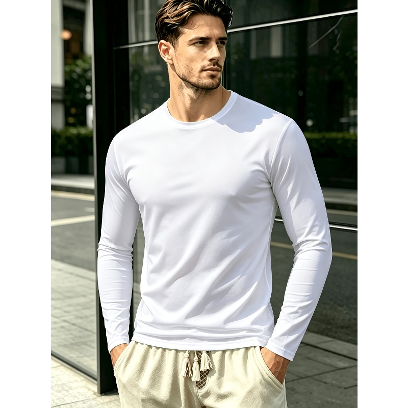 無地のラウンドネック長袖Tシャツ。 アウトドアスポーツ用カジ - Outdoor Sports のレビューと価格