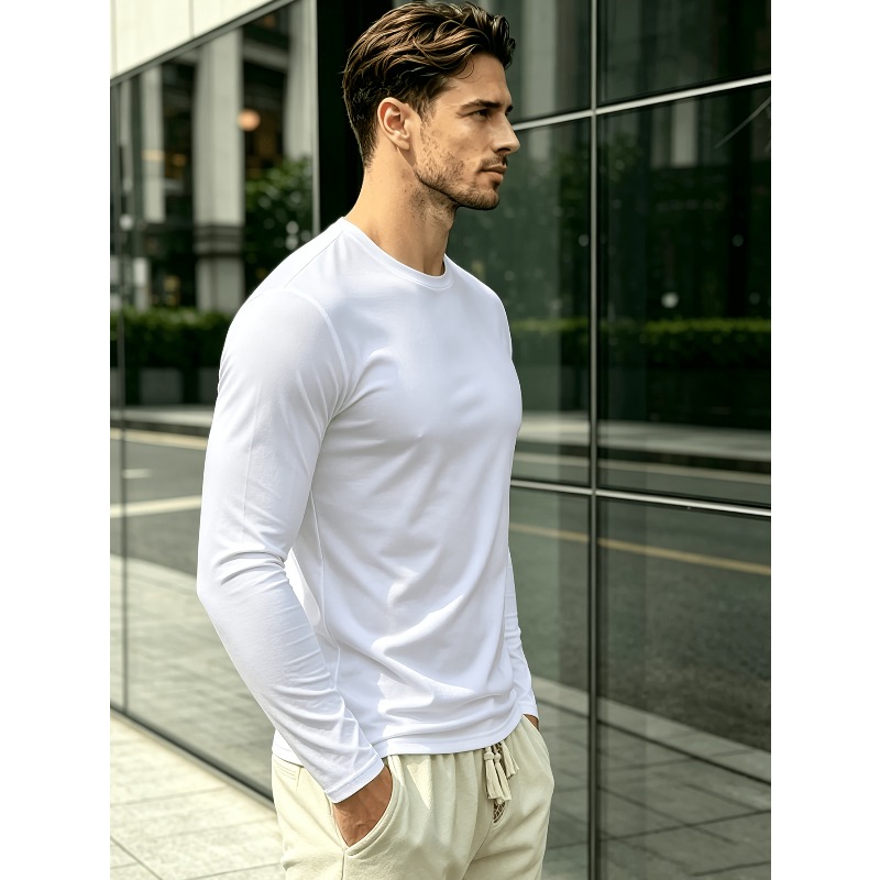 無地のラウンドネック長袖Tシャツ。 アウトドアスポーツ用カジ - Outdoor Sports のレビューと価格