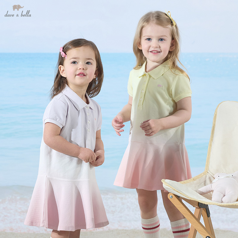 デイブベラ-子供用半袖ニットポロドレス、グラデーション、通気 - Outdoor Sport Dress のレビューと価格