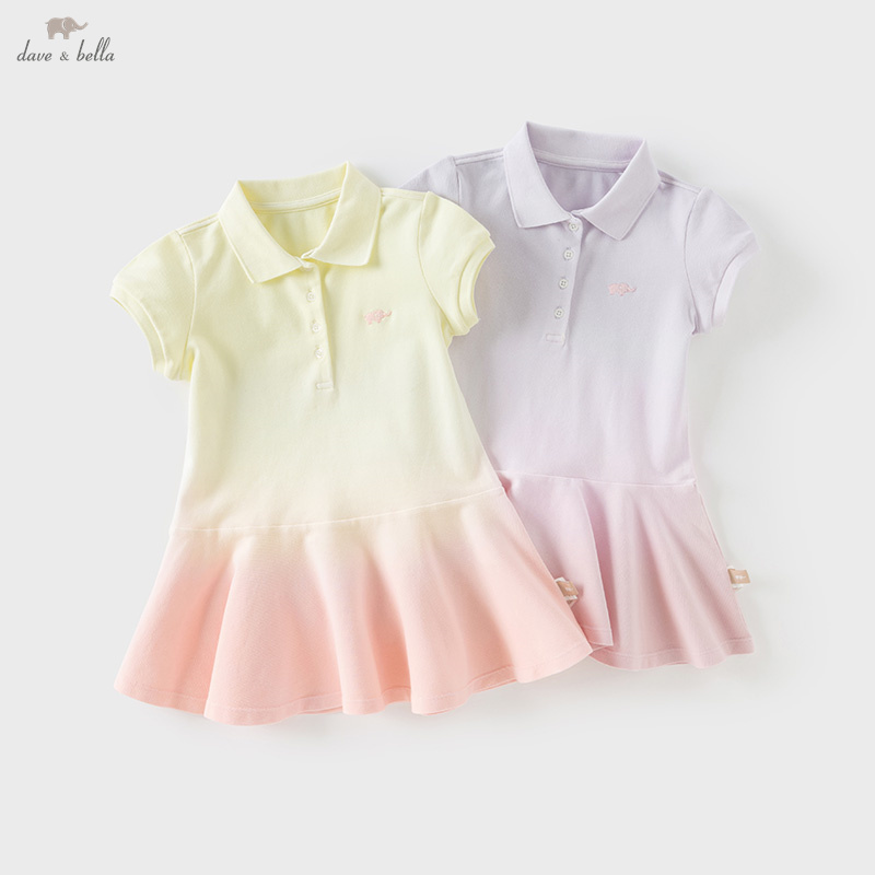 デイブベラ-子供用半袖ニットポロドレス、グラデーション、通気 - Outdoor Sport Dress のレビューと価格