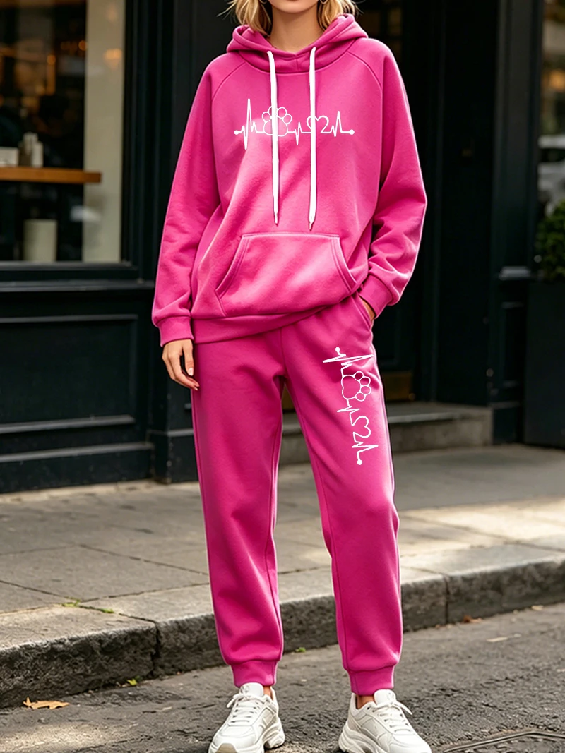 ファッション女性の 2 個セット秋冬カジュアルフード付きスウ - Outdoor Sports のレビューと価格