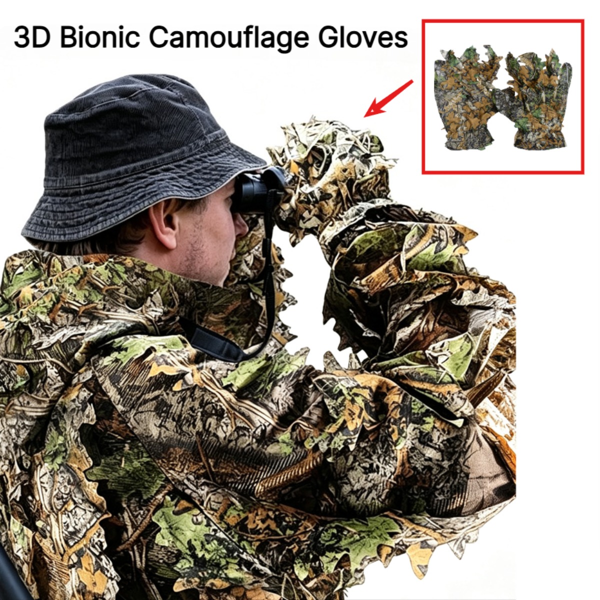 3D 迷彩葉狩猟用手袋卑劣な快適な滑り止め葉手袋狩猟撮影屋外 - Outdoor Sport Gloves のレビューと価格