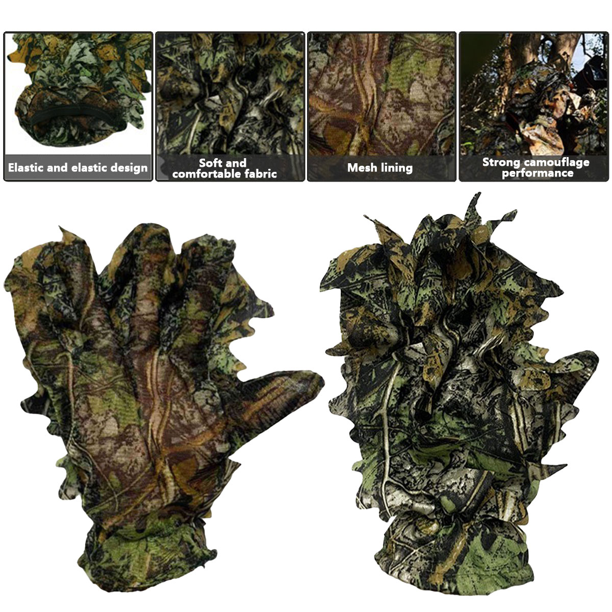 3D 迷彩葉狩猟用手袋卑劣な快適な滑り止め葉手袋狩猟撮影屋外 - Outdoor Sport Gloves のレビューと価格